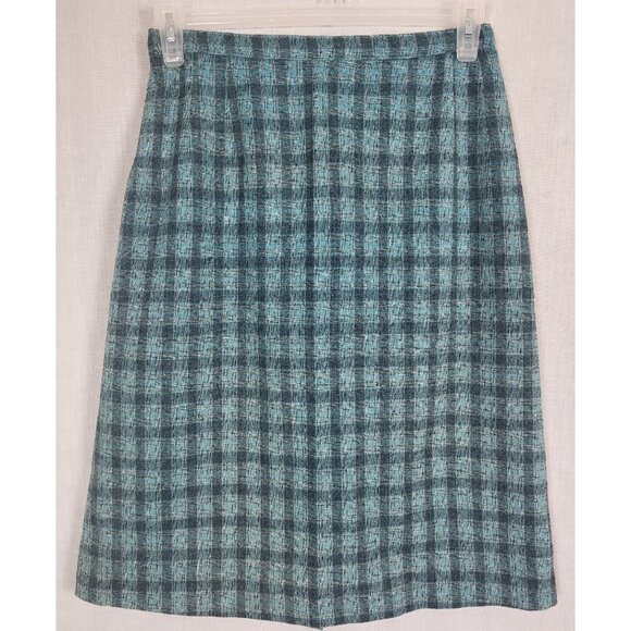 Vtg 60's 70's Green/Blue design Midi /Mini Skirt A-Line Size M/L Polyester Boho - Picture 1 of 5